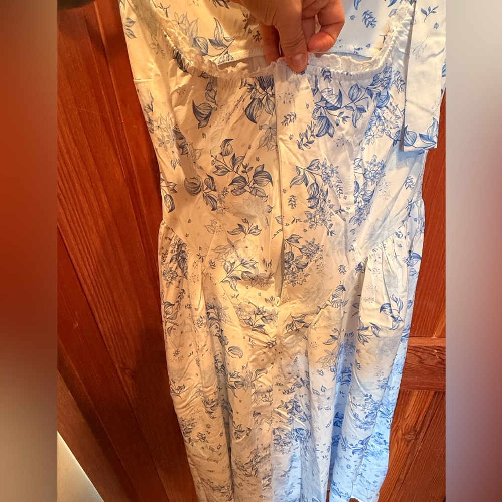 Floral Blue and White Halter Sundress - Picture 4 of 4